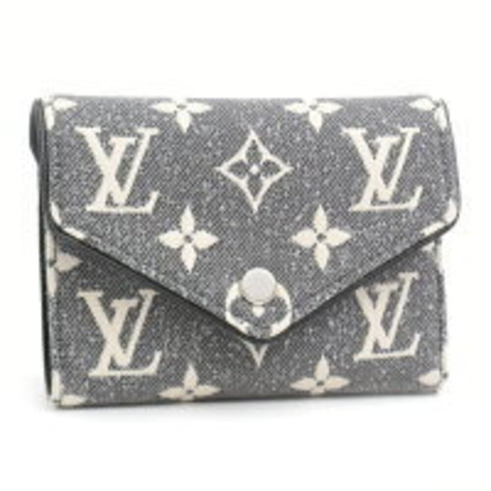 Louis Vuitton Jacquard Denim Portefeuille Wallet Victorine Tri Gray Black